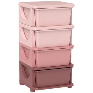 HOMCOM ÚLOŽNÉ BOXY pro děti, 4 velké zásuvky, plast, růžová obraz