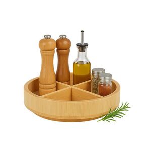 Relaxdays PODNOS Přírodní bambus otočný 4-přihrádky obraz