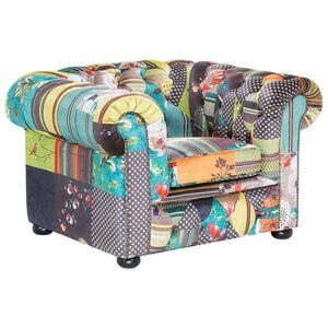 Beliani KŘESLO čalounění Patchwork zelené/žluté Chesterfield obraz
