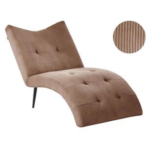 Beliani ČALOUNĚNÉ LEHÁTKO CHAISE LONGUE Manšestr Pískově béžové Quilly obraz