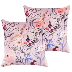 Beliani DEKORATIVNÍ POLŠTÁŘ sada 2 ks Pastelově růžový 45/45 cm Anemones obraz