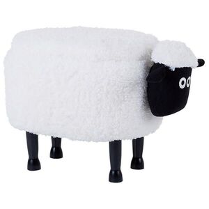 Beliani STOLIČKA VE TVARU ZVÍŘÁTKA Bílá Sheep 35/55/40 cm obraz