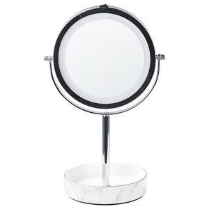 Beliani KOSMETICKÉ ZRCADLO stříbrné/bílé s LED osvětlením 20 cm Savoie obraz
