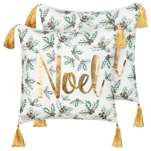 Beliani DEKORATIVNÍ polštář sada 2 ks Krémově bílý 45/45 cm Zamia obraz