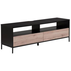 Beliani TV STOLEK Černý, Světle hnědý SYDNEY 42/150/52 cm obraz