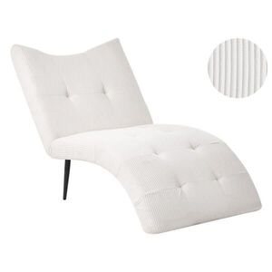 Beliani ČALOUNĚNÉ LEHÁTKO CHAISE LONGUE Manšestr Krémově bílé Quilly obraz
