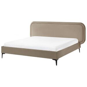 Beliani POSTEL s roštem 160/200 cm Sametová látka Taupe Suzette obraz