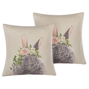 Beliani DEKORATIVNÍ POLŠTÁŘ sada 2 ks Taupe 45/45 cm Fatsia obraz