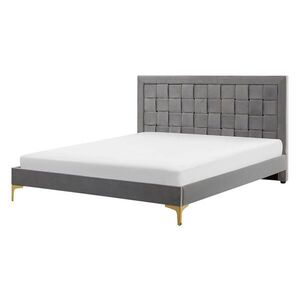 Beliani MANŽELSKÁ POSTEL 140/200 cm Šedá Limoux obraz