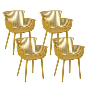Beliani JÍDELNÍ ŽIDLE sada 4 ks Plast žlutá Pesaro obraz