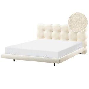 Beliani POSTEL s roštem 160/200 cm Bouclé Krémově bílá Soulisse obraz