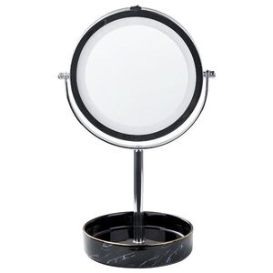 Beliani KOSMETICKÉ ZRCADLO stříbrné/černé s LED osvětlením 20 cm Savoie obraz