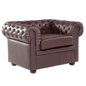 Beliani KŘESLO Kůže hnědé Chesterfield obraz