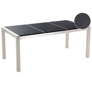 Beliani ZAHRADNÍ STŮL Nerezová ocel/Přírodní kámen černý leštěný 180/90 cm Grosseto obraz