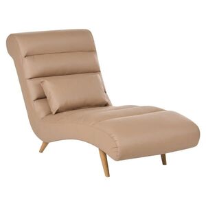 Beliani ČALOUNĚNÉ LEHÁTKO CHAISE LONGUE Umělá kůže Světle hnědé Rives obraz