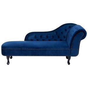 Beliani ČALOUNĚNÉ LEHÁTKO CHAISE LONGUE Sametová látka modré pravostranné Nimes obraz