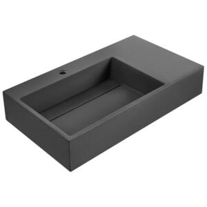 Beliani ZÁVĚSNÉ UMYVADLO Černé 75/43 cm Litý minerální kompozit Cusco obraz