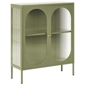 Beliani SIDEBOARD se skleněnými dveřmi Kov 90 cm Zelený Sarre obraz