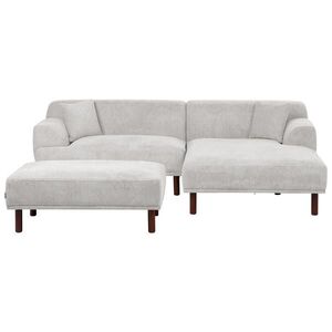 Beliani ROHOVÁ POHOVKA 3-místná Látka Světle šedá s otomanem levostranná Holt obraz