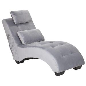 Beliani ČALOUNĚNÉ LEHÁTKO CHAISE LONGUE Sametová látka Šedé Simorre obraz