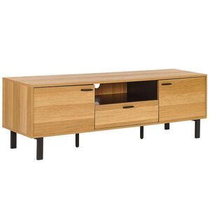 Beliani TV STOLEK Světle hnědý, Černý CLAREMONT 40/160/51 cm obraz