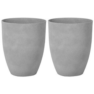 Beliani KVĚTINÁČ sada 2 ks světle šedý kulatý 43/43/52 cm Croton obraz