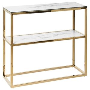 Beliani KONZOLOVÝ STOLEK Mramor Look bílý/zlatý Azusa obraz