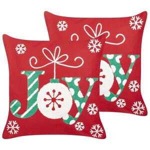 Beliani DEKORATIVNÍ POLŠTÁŘ sada 2 ks Červený 45/45 cm Gingerbread obraz