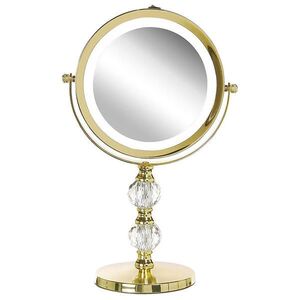 Beliani KOSMETICKÉ ZRCADLO zlaté s LED osvětlením 18 cm Claira obraz