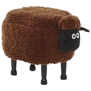 Beliani STOLIČKA VE TVARU ZVÍŘÁTKA Hnědá Sheep 35/55/40 cm obraz