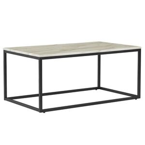 Beliani KONFERENČNÍ STOLEK Mramor Look béžový/černý obdélníkový 60/100 cm Delano obraz