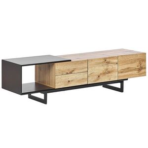 Beliani TV STOLEK Světle hnědý, Černý FIORA 39/160/44 cm obraz