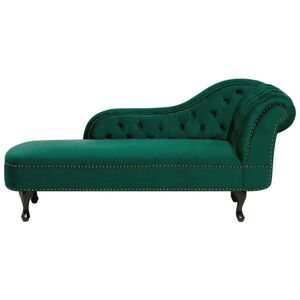 Beliani ČALOUNĚNÉ LEHÁTKO CHAISE LONGUE Sametová látka zelené pravostranné Nimes obraz