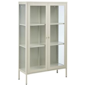 Beliani VITRÍNA se skleněnými dveřmi Kov 90 cm Světle béžová Nash obraz