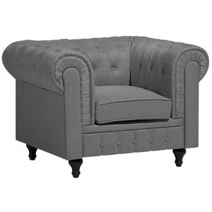 Beliani KŘESLO čalounění světle šedé Chesterfield obraz