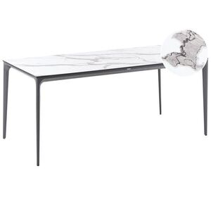 Beliani ZAHRADNÍ STŮL 180/90 cm Mramor Look Bílý Mramor Sovareto obraz