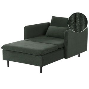 Beliani ČALOUNĚNÉ LEHÁTKO CHAISE LONGUE Manšestr Tmavě zelené Egeris obraz