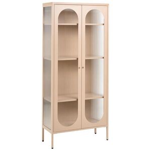 Beliani VITRÍNA se skleněnými dveřmi Kov 80 cm Béžová Foxton obraz