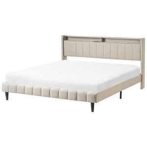 Beliani POSTEL s LED 180/200 cm Látka Světle béžová Beaulieu obraz