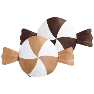 Beliani DEKORATIVNÍ polštář sada 2 ks Tmavě hnědý 60/60 cm Whirl Candy obraz