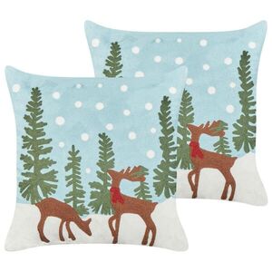Beliani DEKORATIVNÍ polštář sada 2 ks Světle modrý 45/45 cm Peppermint obraz
