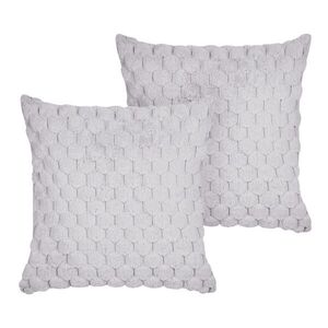 Beliani DEKORATIVNÍ POLŠTÁŘ sada 2 ks Světle šedý 43/43 cm Purslane obraz