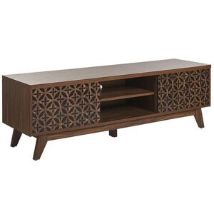 Beliani TV STOLEK Tmavě hnědý, Černý Prescot 40/140/45 cm obraz