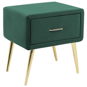 Beliani NOČNÍ STOLEK Sametová látka smaragdově zelený/zlatý 1 Zásuvka 38/46/49 cm Flayat obraz