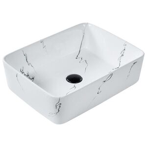 Beliani UMYVADLO NA DESKU Bílé Mramor 49/38 cm Keramika Hopi obraz