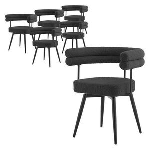ML-DESIGN OTOČNÉ jídelní židle, sada 6 ks, tmavě šedá látka Teddy obraz