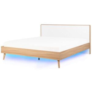 Beliani POSTEL s LED 180x200 cm Světlejší Odstín dřeva Serris obraz