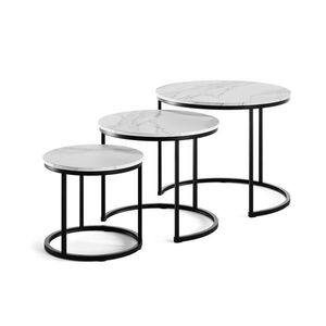 Vicco STOLEČEK KÁVOVÝ STOLÍK Montreal Bílá/černá 55 x 55 cm 3 díly obraz