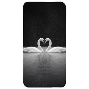 OnlyWow KOUPELNOVÁ PŘEDLOŽKA Labutě - srdce - černá - bílá 60x120 cm obraz