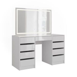 Vicco TOALETNÍ STOLEK Sherry Bílá/bílý vysoký lesk 128.2 cm s LED zrcadlem obraz